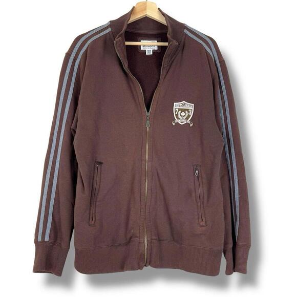 Vintage Roots Y2K Track Jacket Sz M Fleece Canada Made Brown - Picture 1 of 8